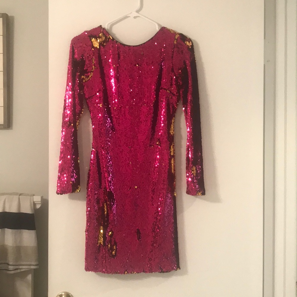 Dress the Population - Sequin Hot Pink Dress - Picture 3 of 8